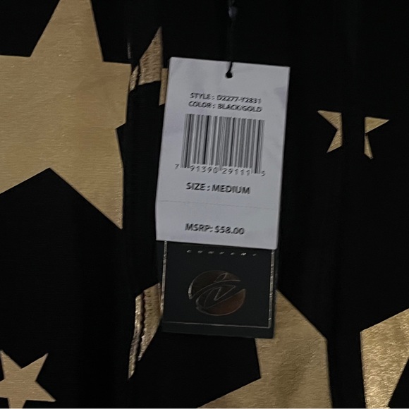 Unisex Black Hoodie with Gold Star Pattern - Picture 2 of 4